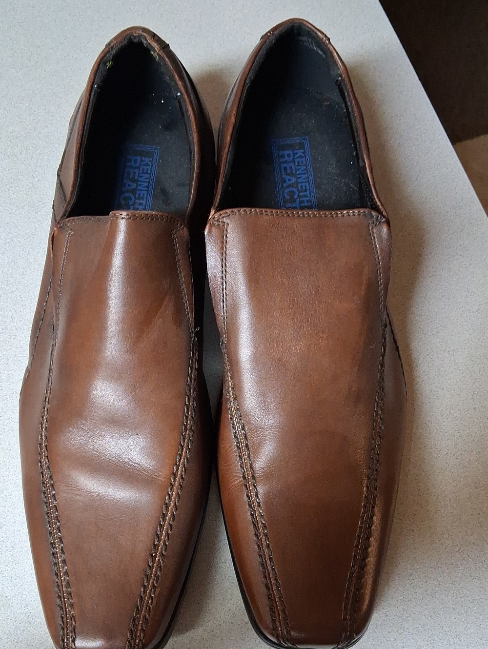 Mens Kenneth Cole Reaction Tan Brown Slip-On Loafers Size 10M